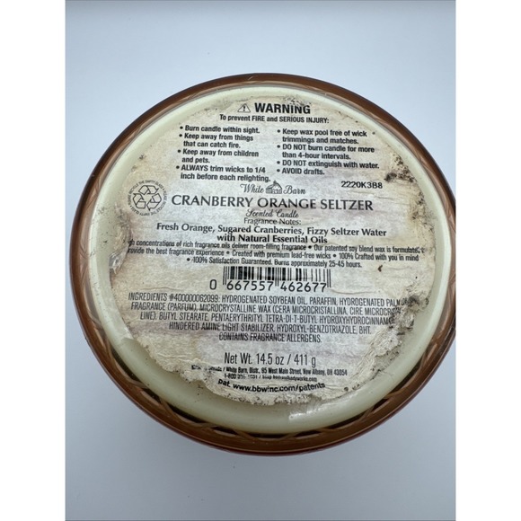 Bath & Body Works CRANBERRY ORANGE SELTZER 3-Wick Candle New - Picture 3 of 3